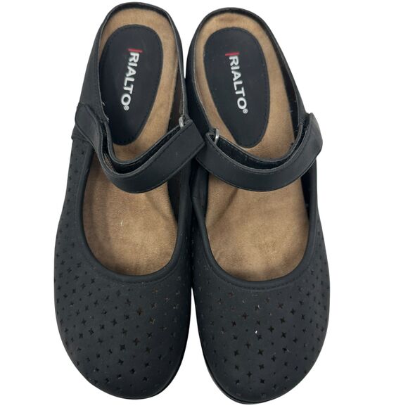 Rialto Black Vegan Maryjane Slip On Mules with Star Cutouts Size 10M - Picture 3 of 5